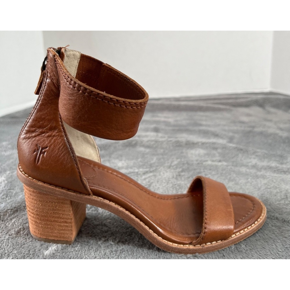 Frye Brielle Leather Sandals 6M Brown Back Zip Western Ankle Strappy Boho Shoes